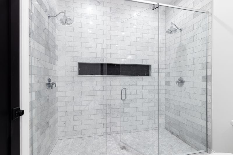 Double Shower Heads in a Spacious Shower